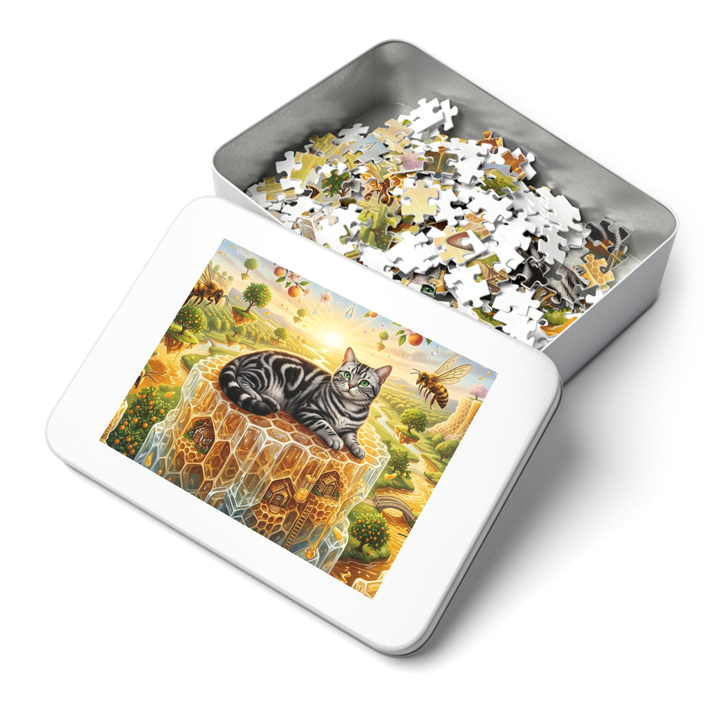 American Shorthair Cat Giant Honeycomb Honey River Floating Islands Jigsaw Puzzle