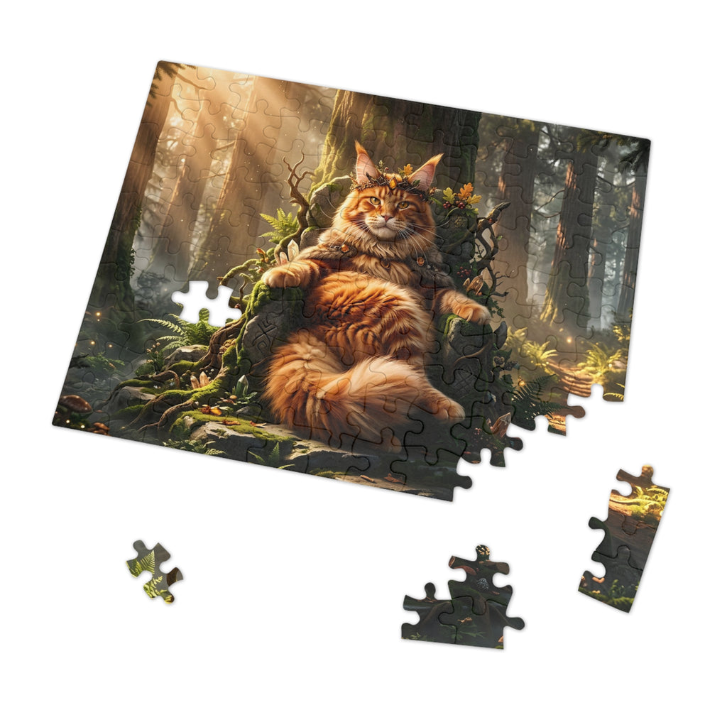 Orange Tabby Maine Coon Forest Throne King Jigsaw Puzzle
