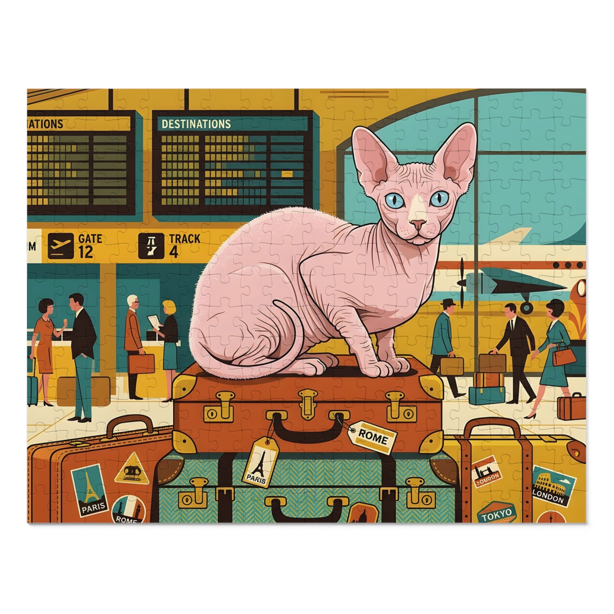 Pink Sphynx Airport Terminal Suitcases Jigsaw Puzzle