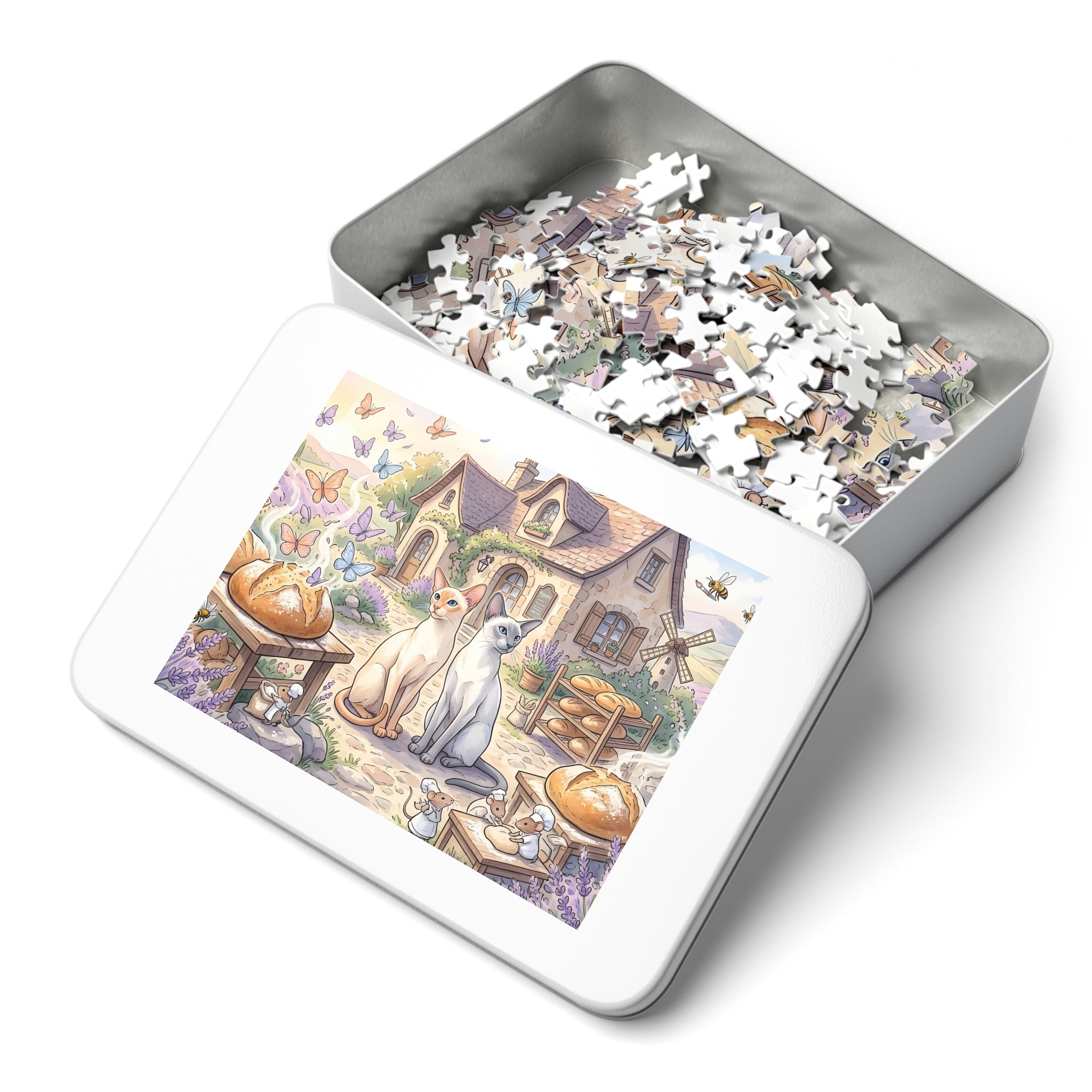Siamese Cat Country Cottage Bakery Mouse Bakers Fresh Bread Lavender Jigsaw Puzzle