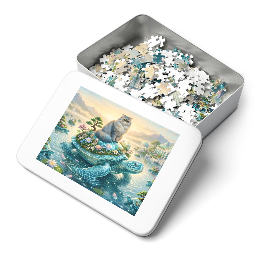 Persian Cat Giant Crystal Sea Turtle Lotus Lake Jigsaw Puzzle