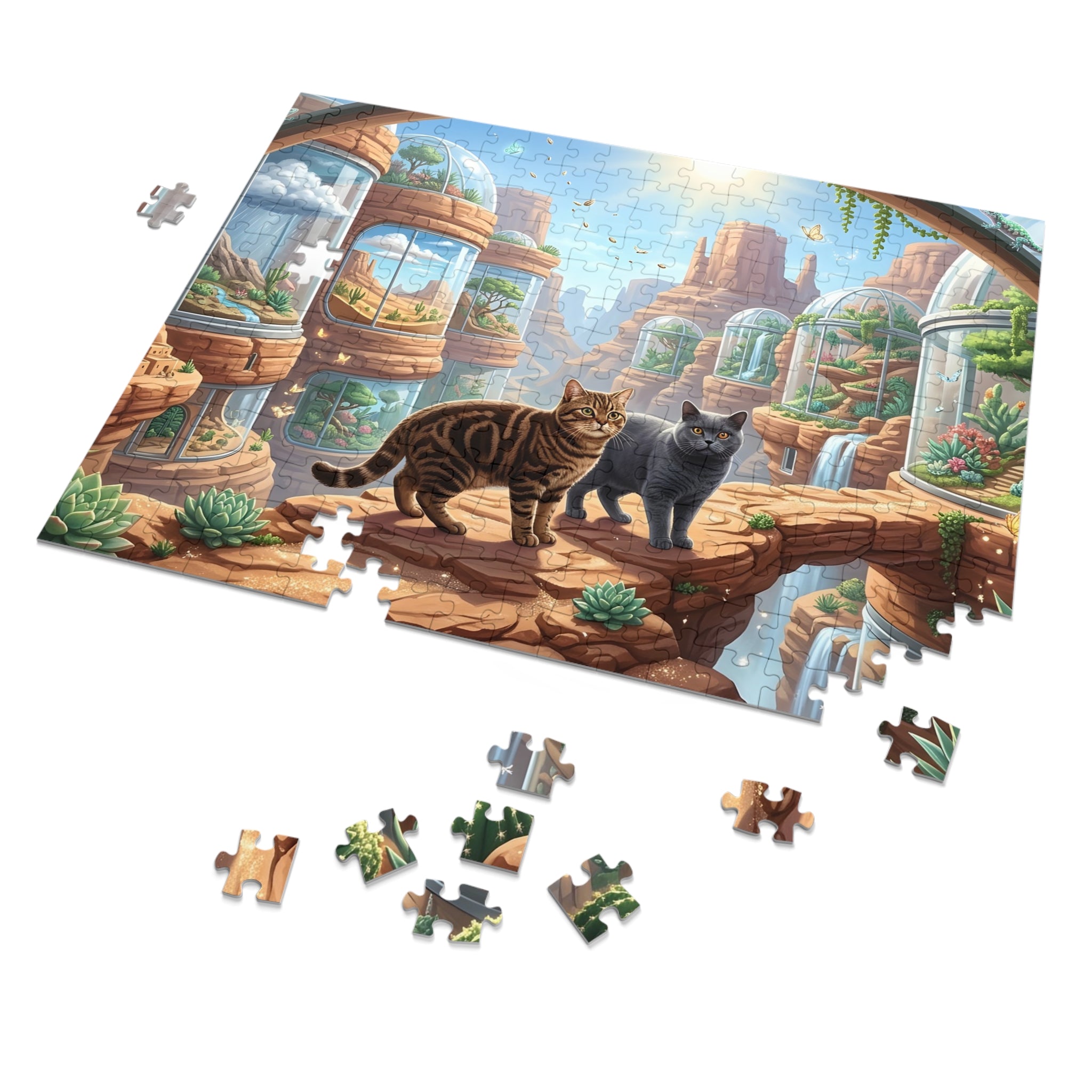 American Shorthair Cat Desert Biosphere Terrarium Canyon Jigsaw Puzzle