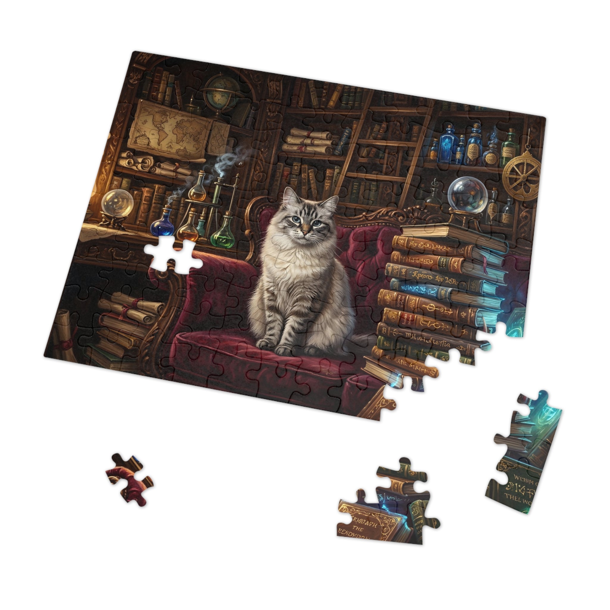 Seal Lynx Point Ragdoll Vintage Library Spellbooks Jigsaw Puzzle
