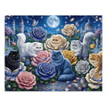 Persian Cat Moonlight Rose Garden Jigsaw Puzzle