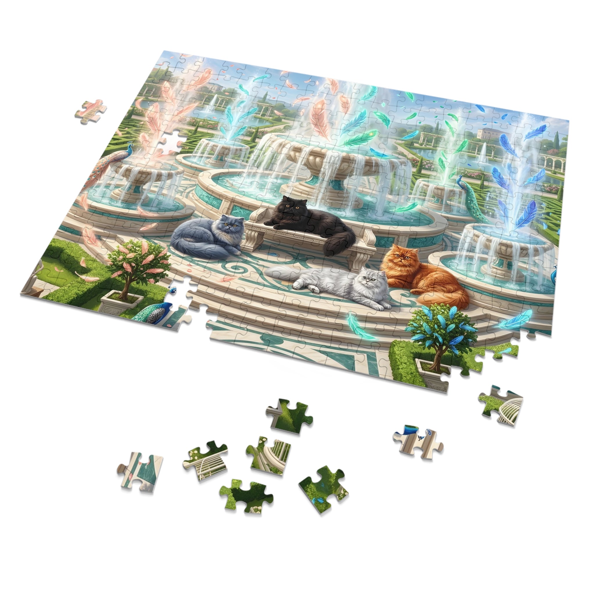 Persian Cat Magical Feather Fountains Palace Garden Jigsaw Puzzle