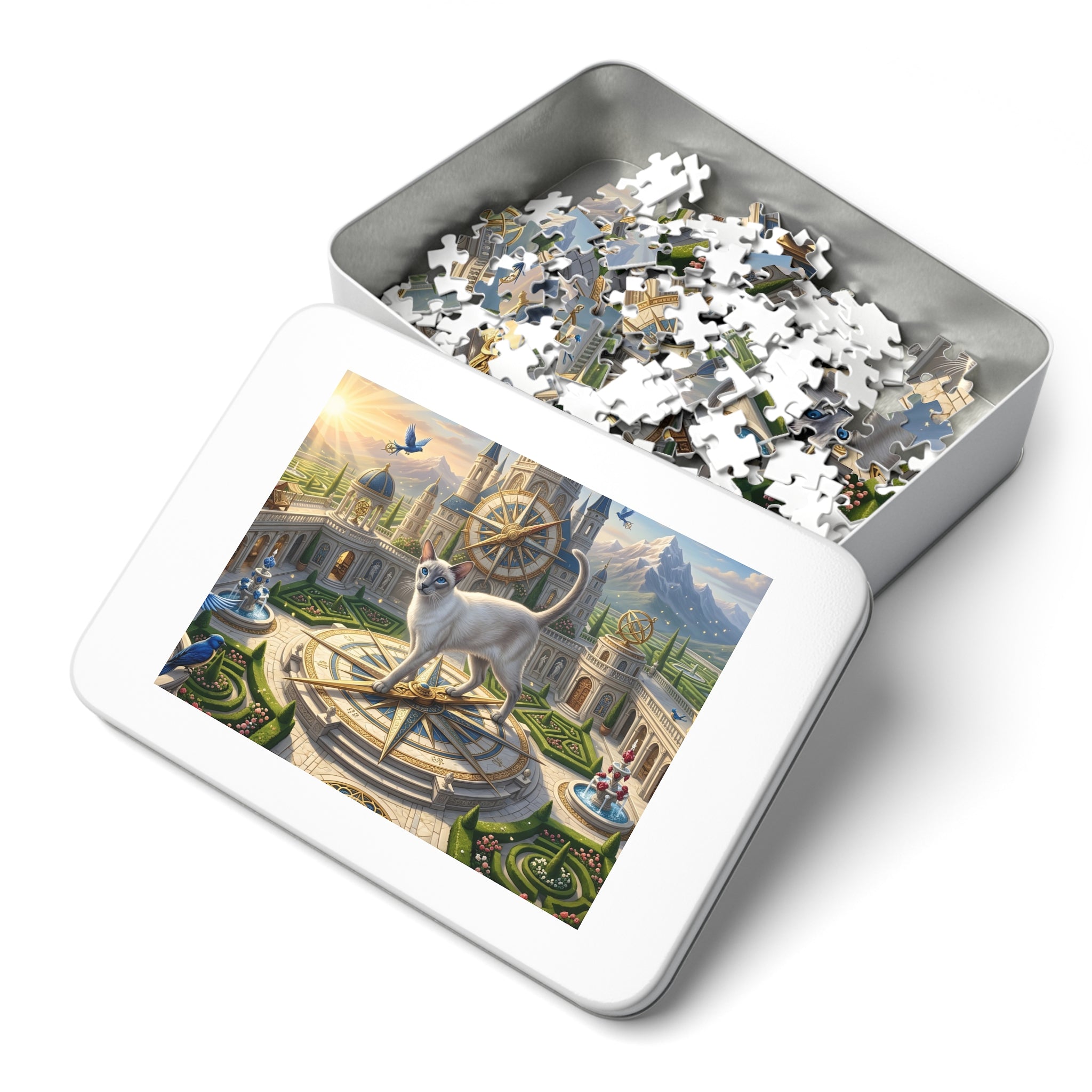 Siamese Cat Golden Compass Palace Garden Jigsaw Puzzle
