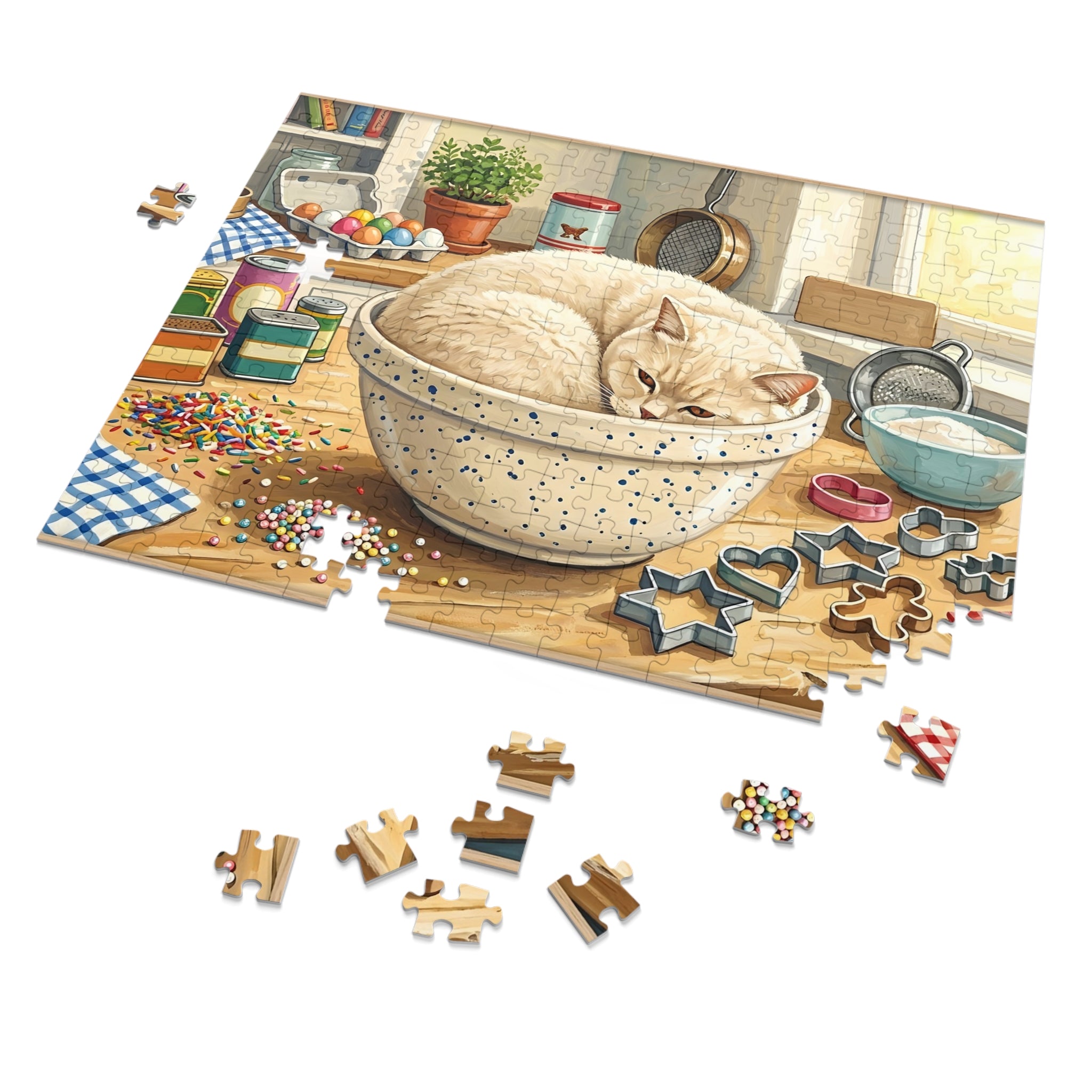Cream British Shorthair Kitchen Baking Jigsaw Puzzle