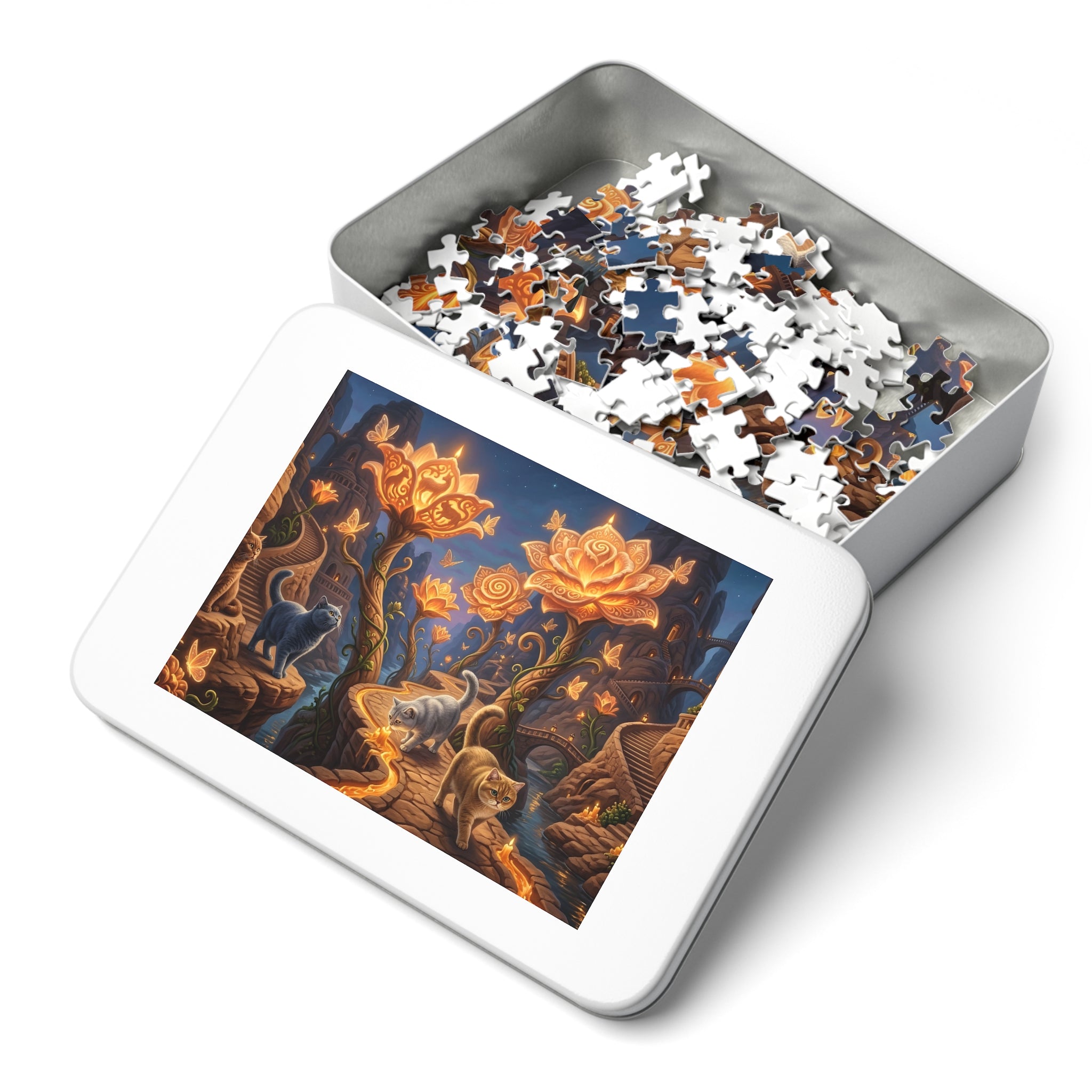 British Shorthair Glowing Candle Flower Canyon Jigsaw Puzzle