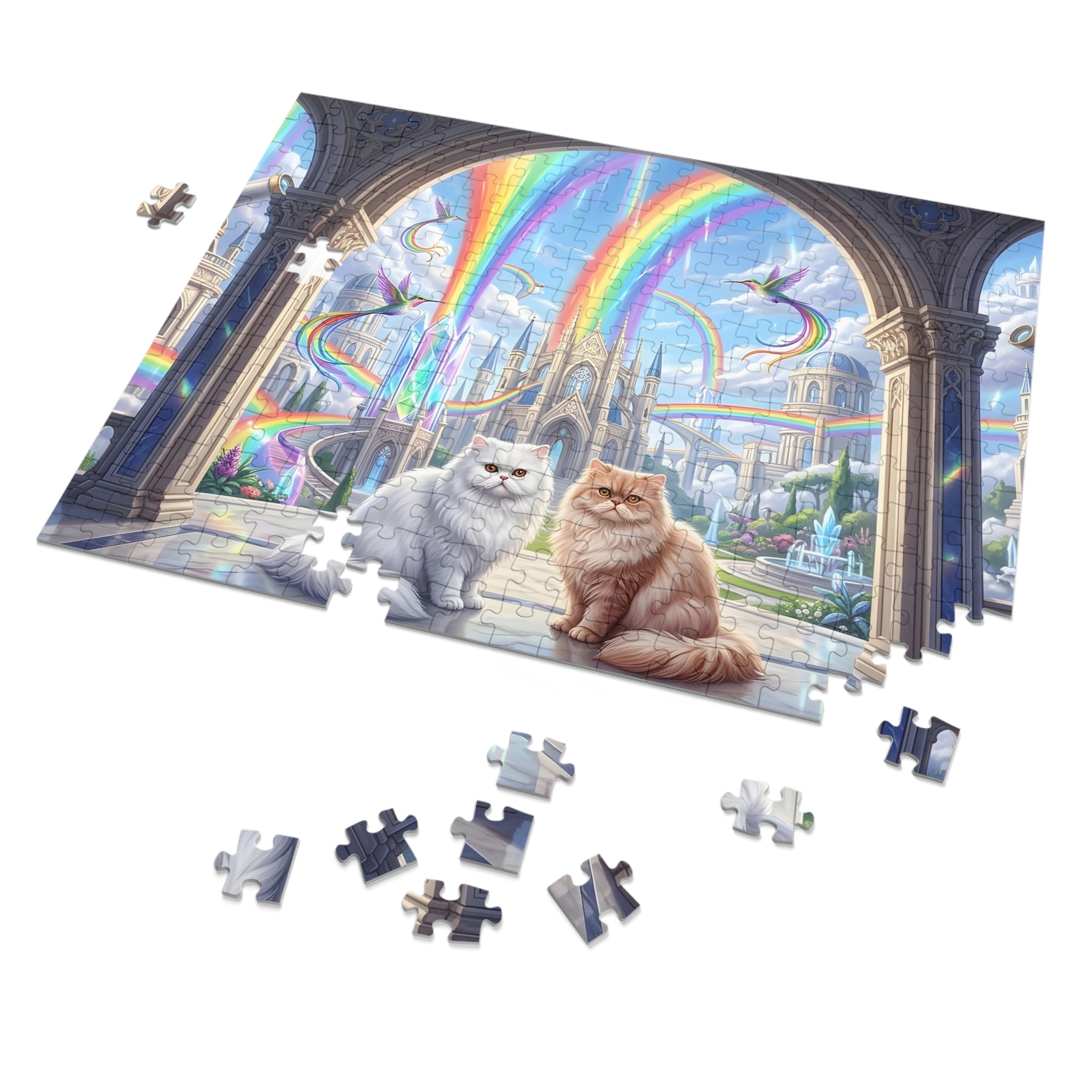 Persian Cat Rainbow Crystal Palace Archway Jigsaw Puzzle