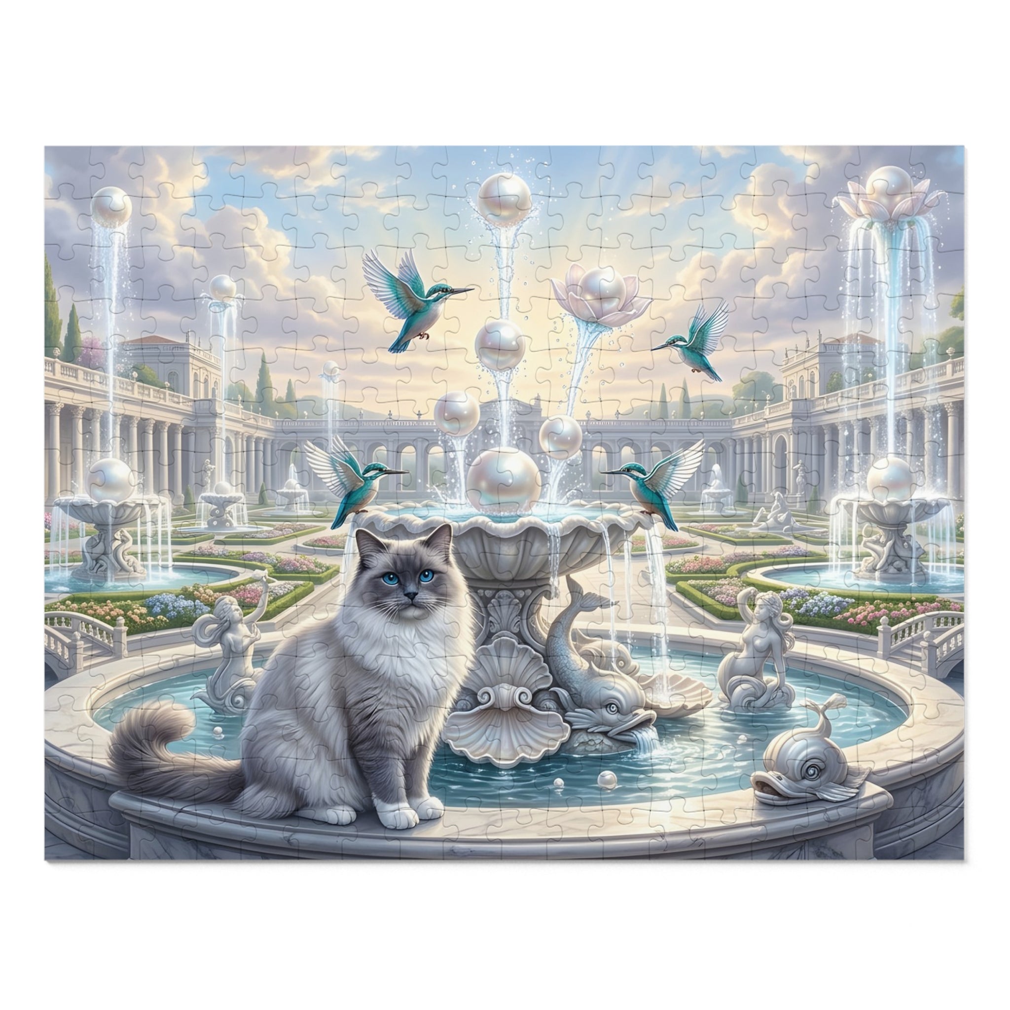 Ragdoll Cat Pearl Fountain Palace Garden Jigsaw Puzzle