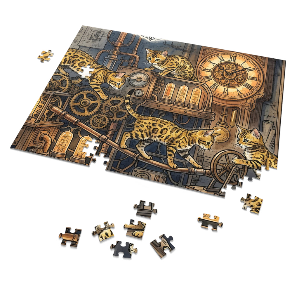 Bengal Kittens Steampunk Clockwork Workshop Jigsaw Puzzle