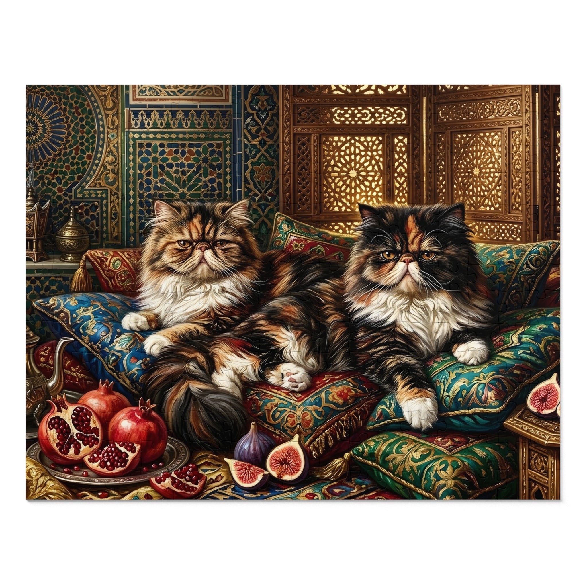 Calico Tabby Persian Palace Lounge Jigsaw Puzzle