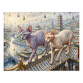 Sphynx Cat Porcelain Rain Pagoda Roof Jigsaw Puzzle