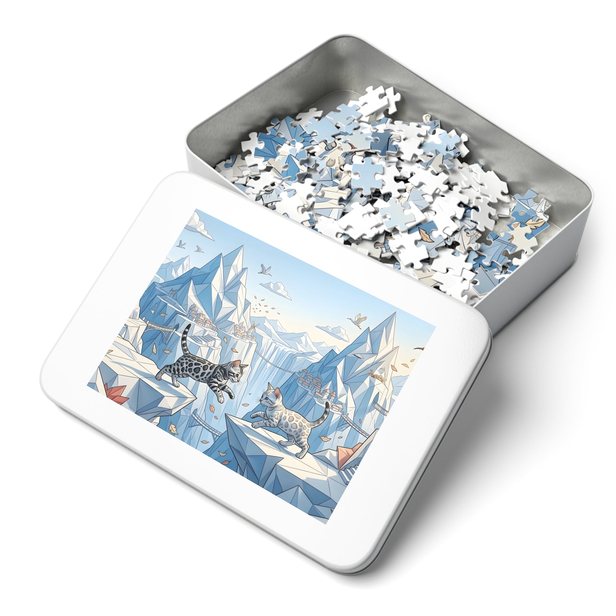 Silver Bengal Kitten Crystal Mountain Realm Jigsaw Puzzle