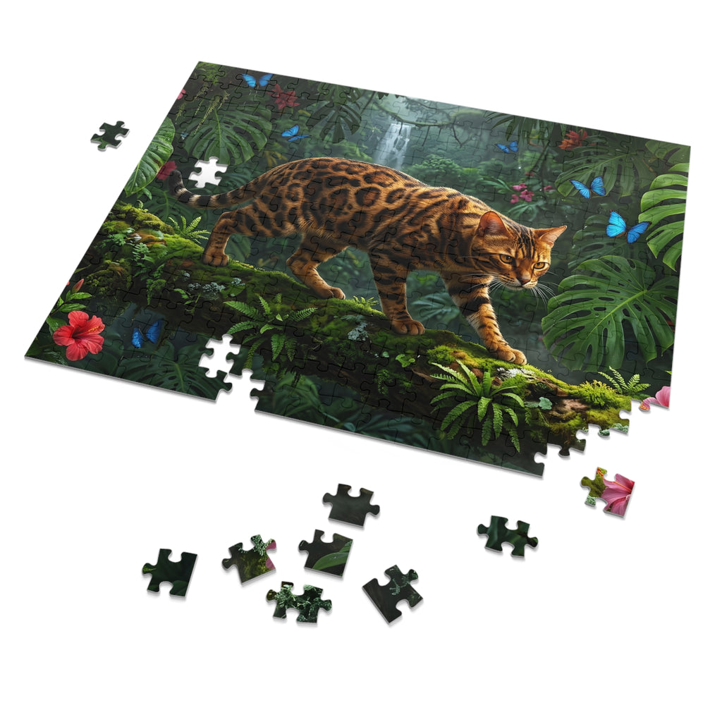 Bengal Jungle Waterfall Blue Butterflies Jigsaw Puzzle