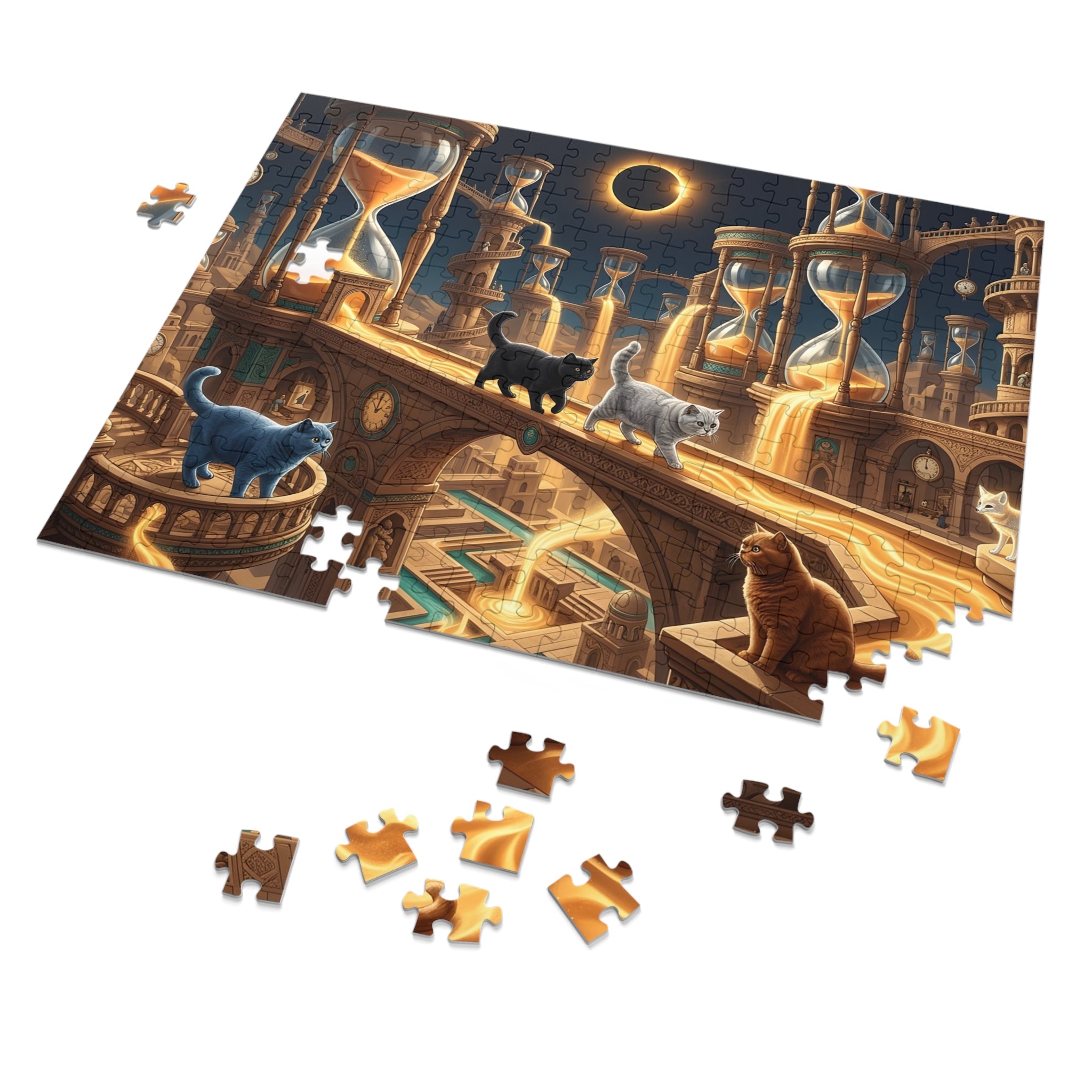 British Shorthair Cat Cosmic Hourglass Citadel Jigsaw Puzzle