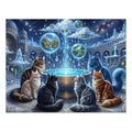 Maine Coon Cat Magical Fountain Droplet Orbs Crystal Palace Jigsaw Puzzle