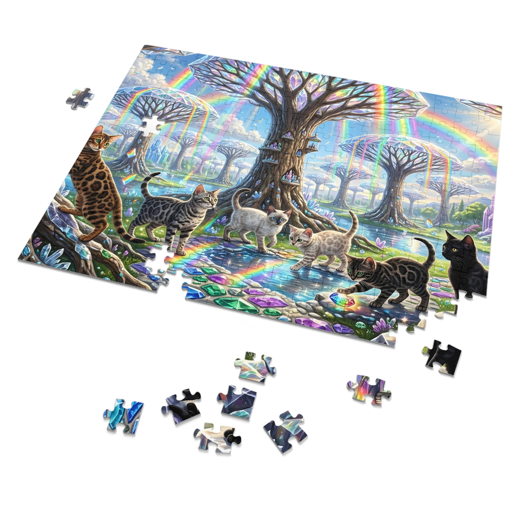 Bengal Kitten Rainbow Prism Forest Jigsaw Puzzle