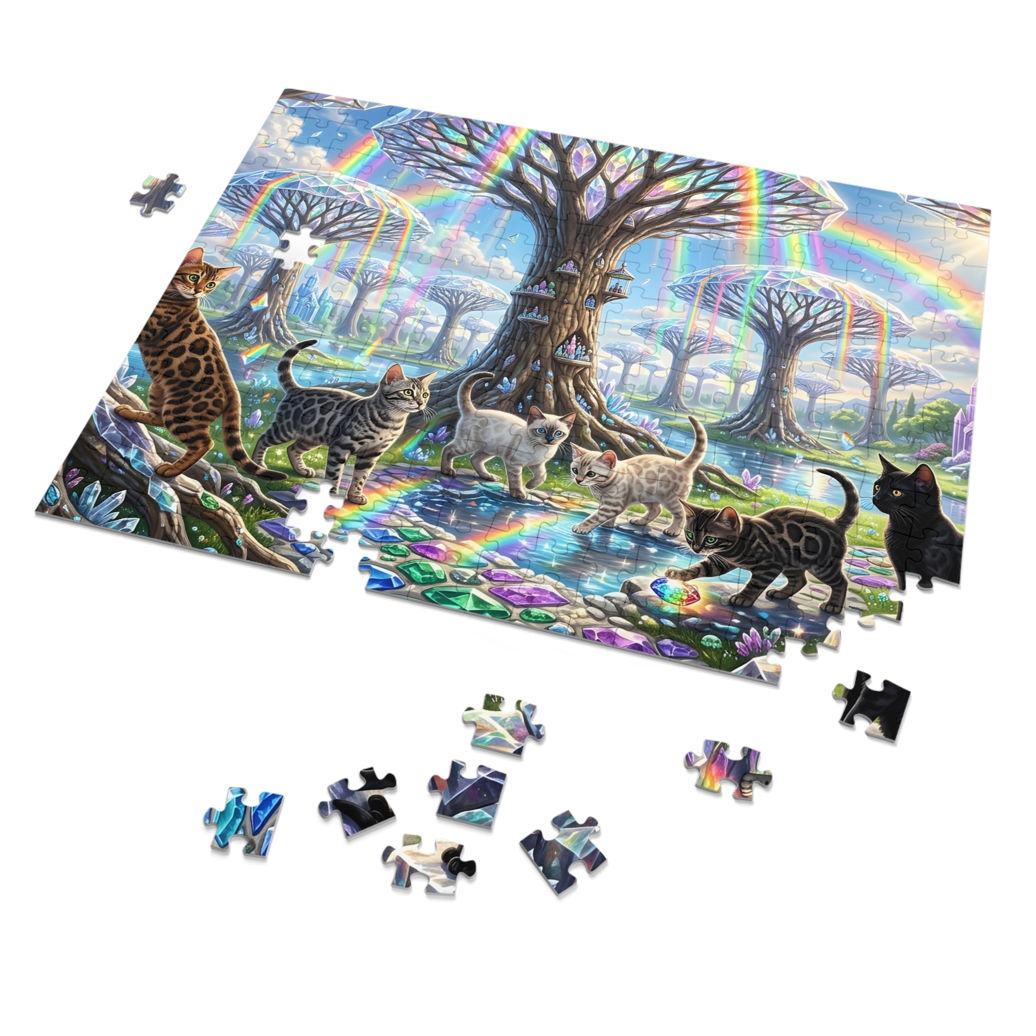 Bengal Kitten Rainbow Prism Forest Jigsaw Puzzle