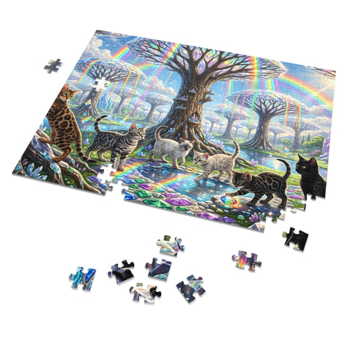 Bengal Kitten Rainbow Prism Forest Jigsaw Puzzle