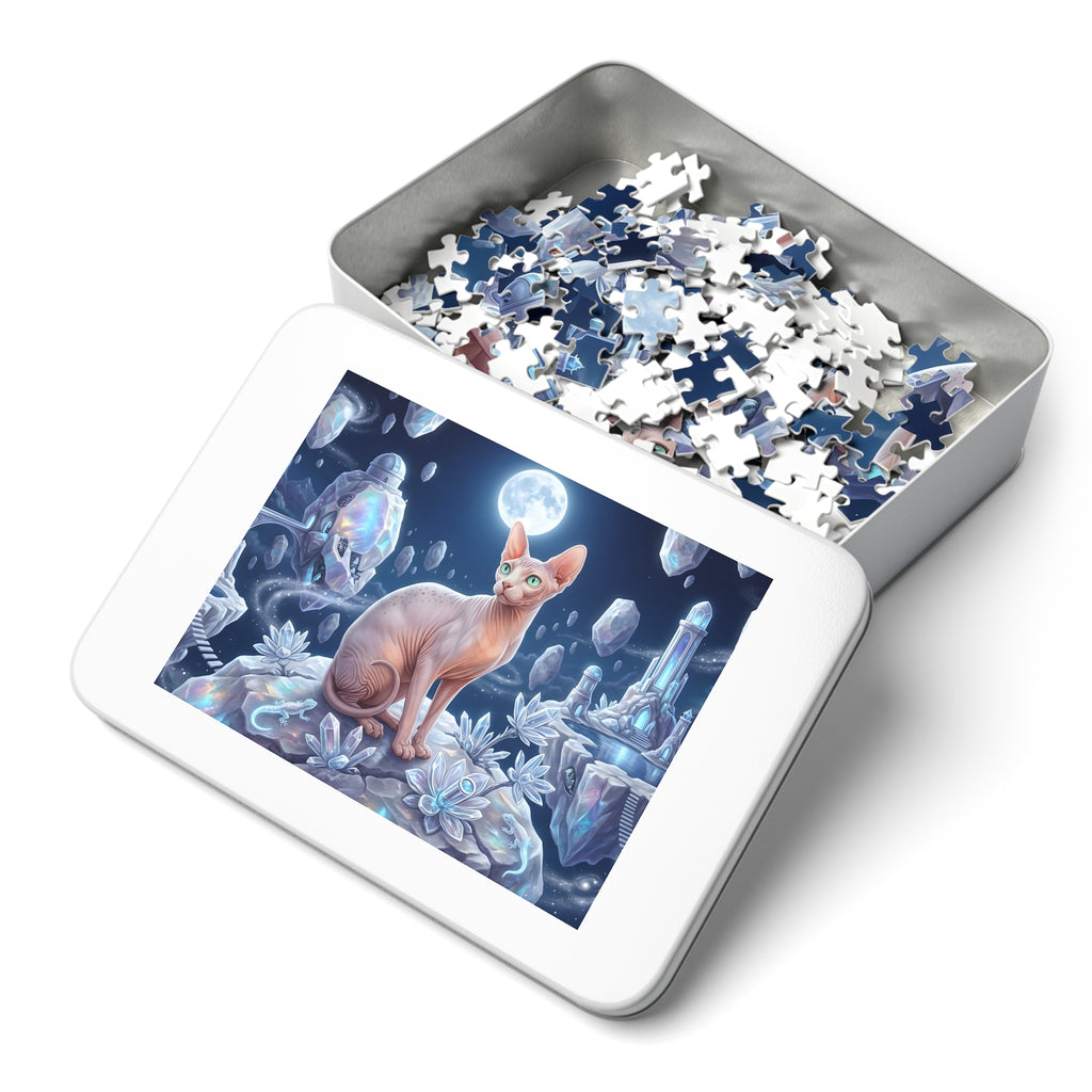 Sphynx Cat Floating Crystal Island Moon Observatory Jigsaw Puzzle