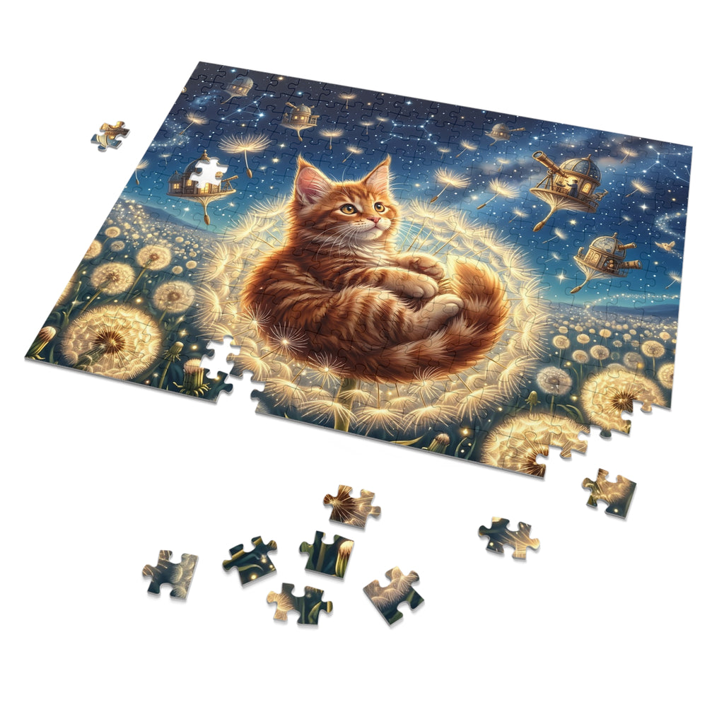 Maine Coon Kitten Celestial Dandelion Meadow Jigsaw Puzzle