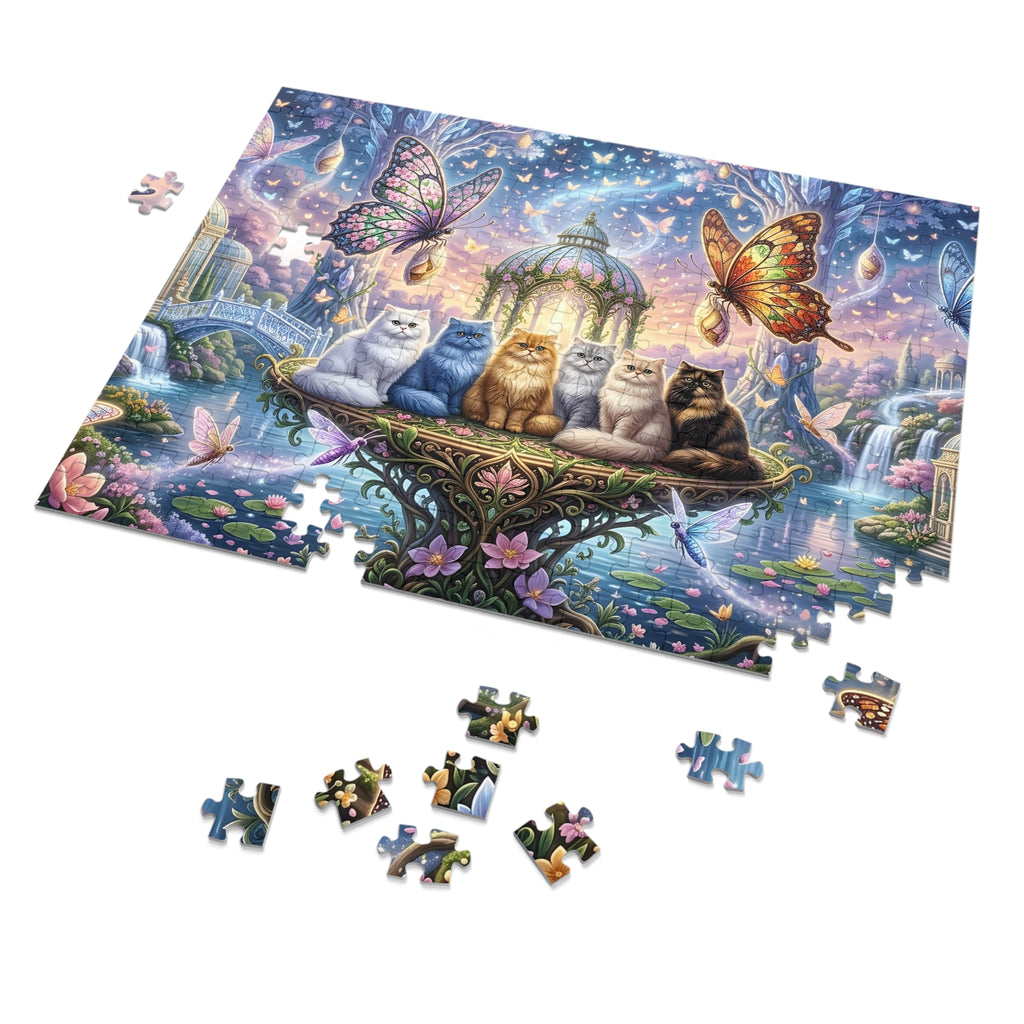 Persian Cat Giant Butterfly Glass Gazebo Fantasy Garden Jigsaw Puzzle