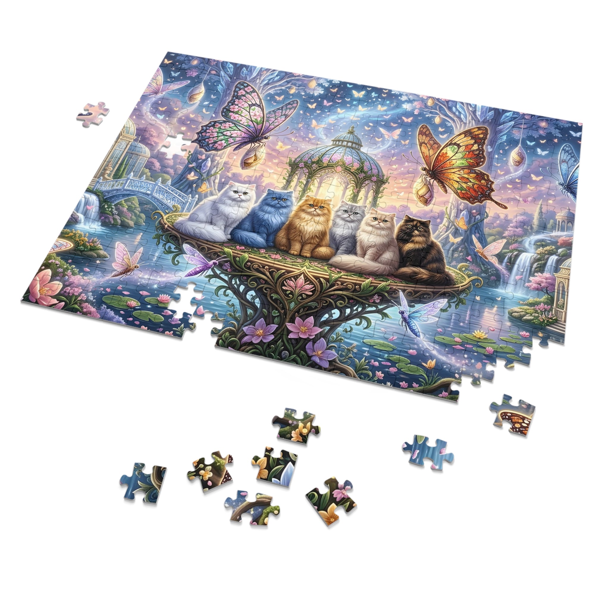 Persian Cat Giant Butterfly Glass Gazebo Fantasy Garden Jigsaw Puzzle