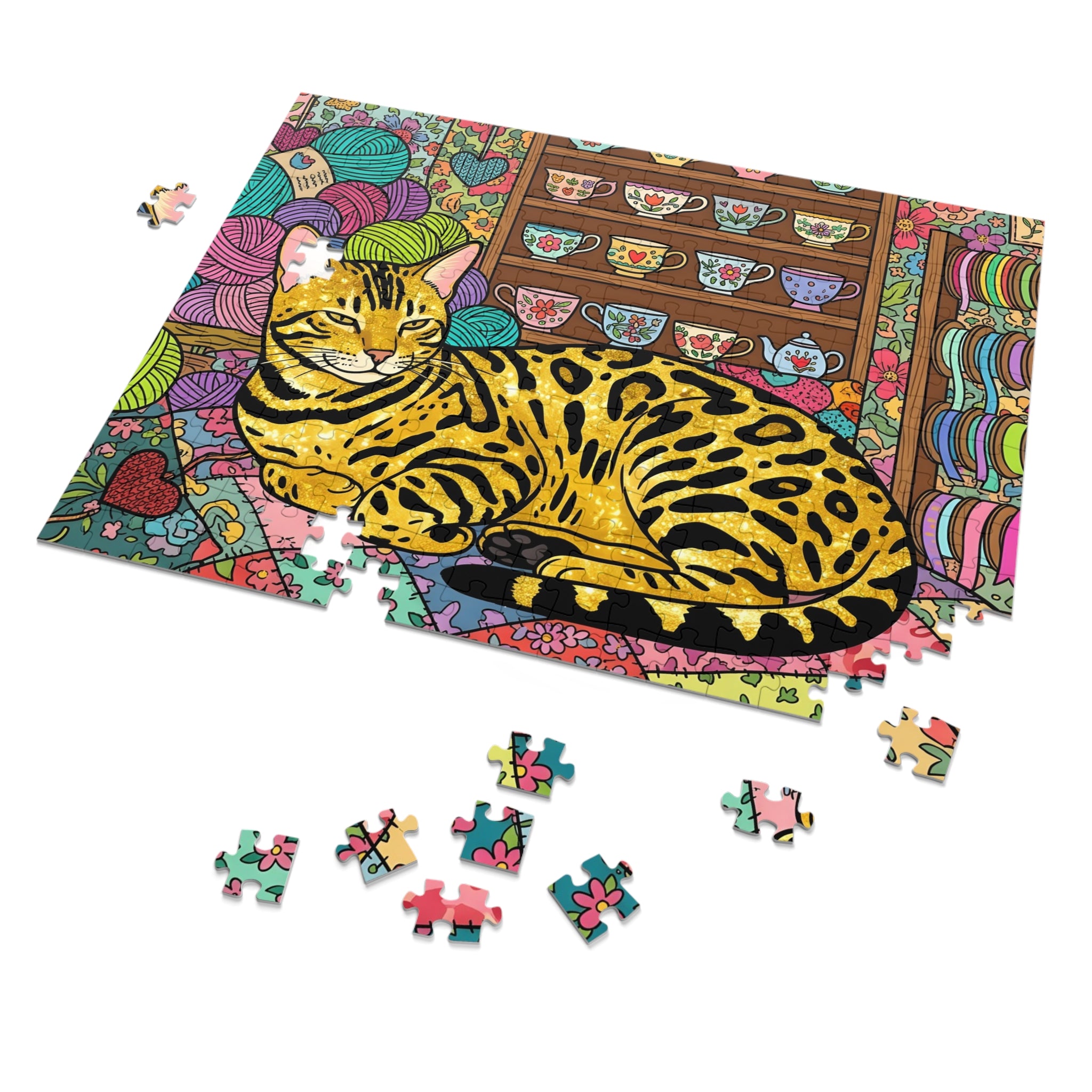 Glittery Gold Bengal Craft Room Jigsaw Puzzle