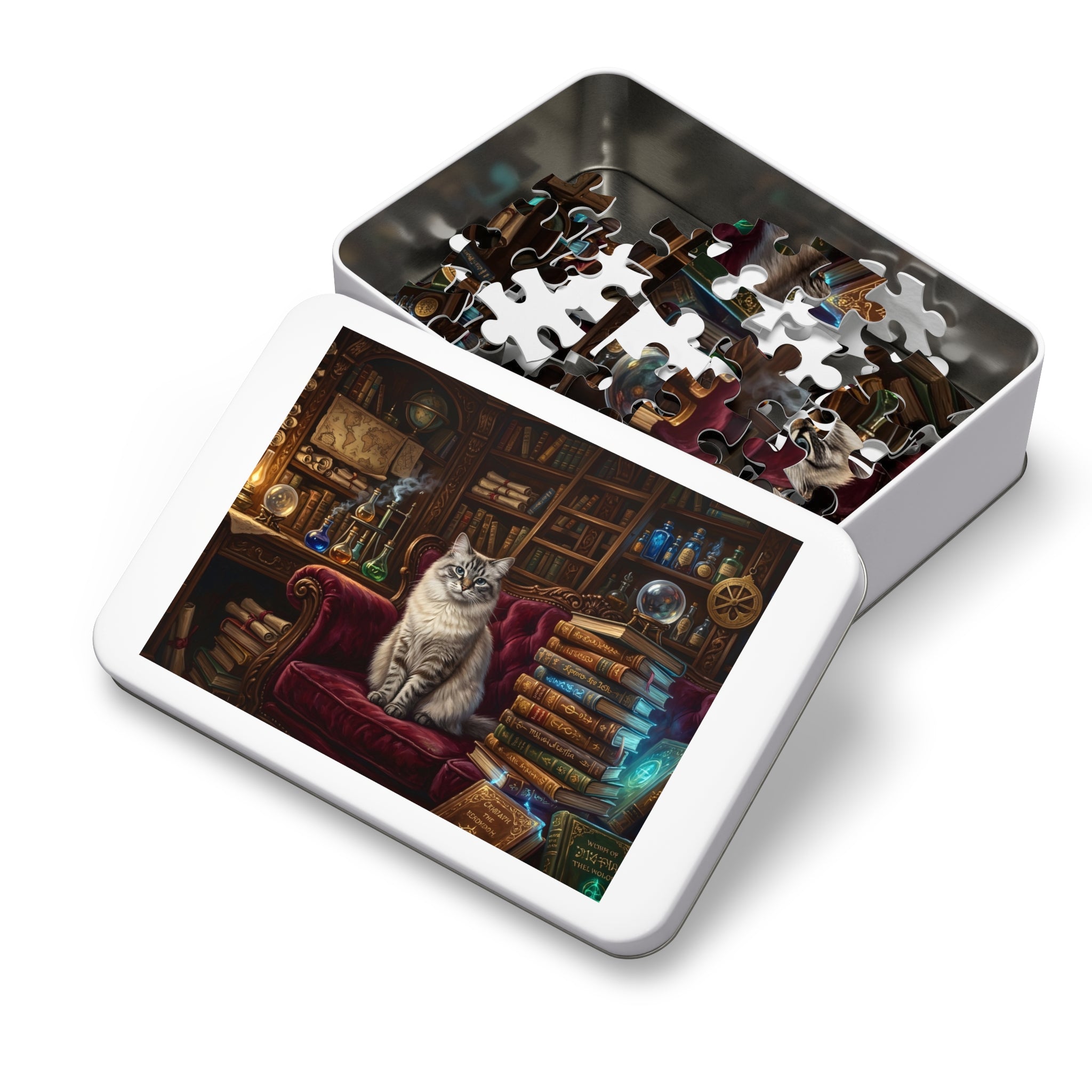 Seal Lynx Point Ragdoll Vintage Library Spellbooks Jigsaw Puzzle