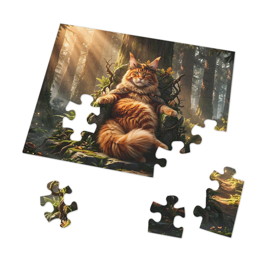 Orange Tabby Maine Coon Forest Throne King Jigsaw Puzzle