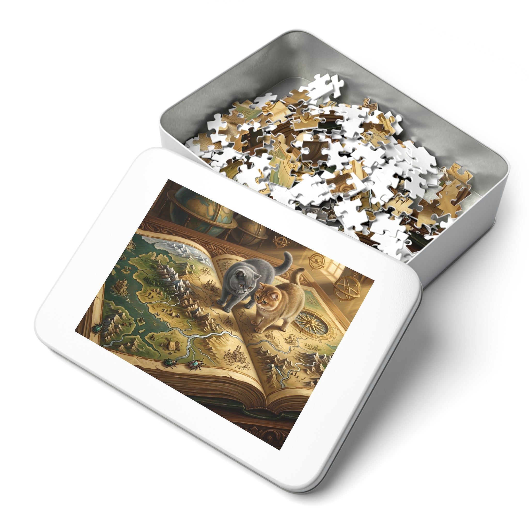 British Shorthair Cat Cartographer's Atlas Jigsaw Puzzle