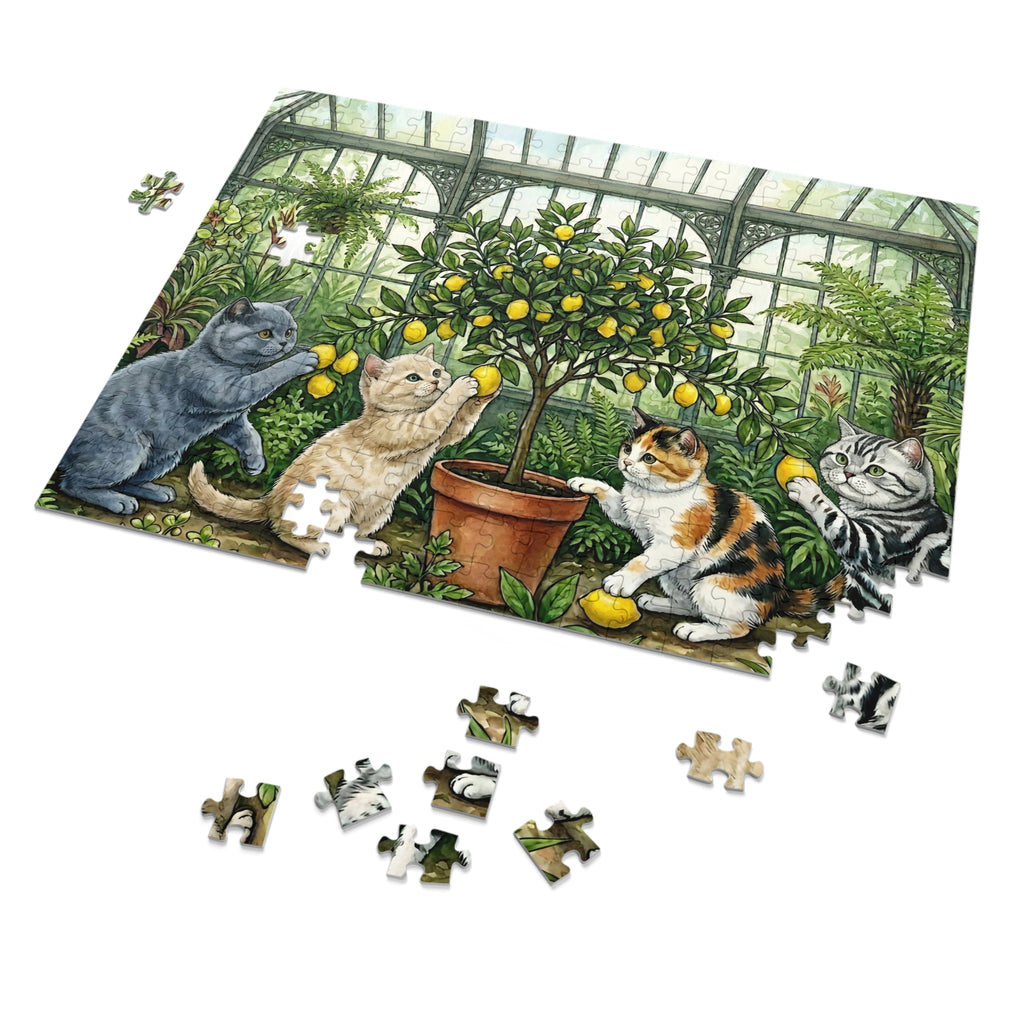 Multicolor British Shorthair Kittens Lemon Tree Greenhouse Jigsaw Puzzle