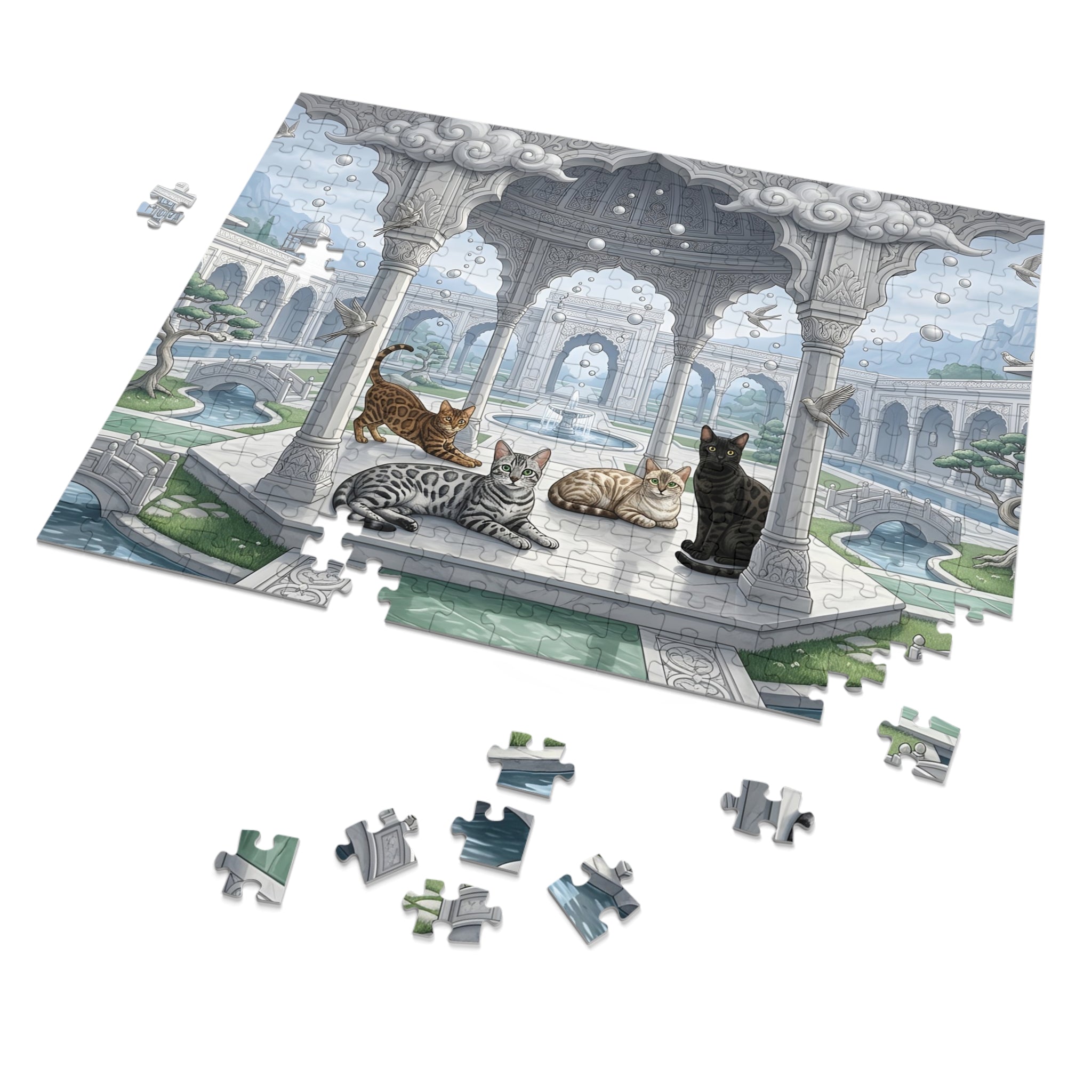 Bengal Cat Marble Pavilion Sanctuary Jigsaw Puzzle