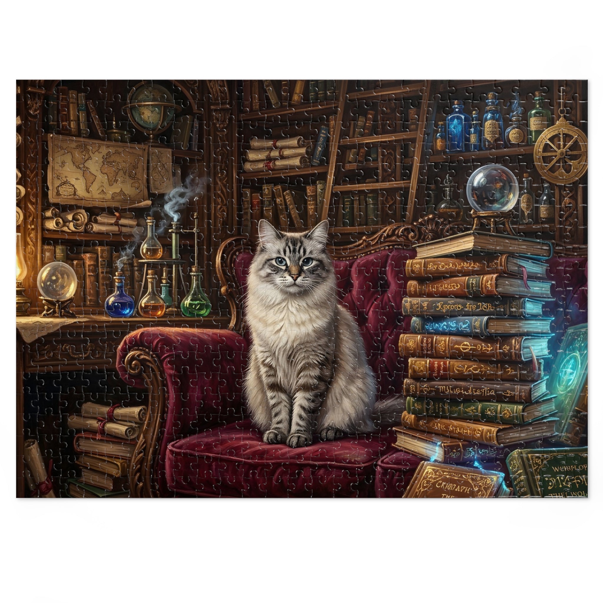 Seal Lynx Point Ragdoll Vintage Library Spellbooks Jigsaw Puzzle