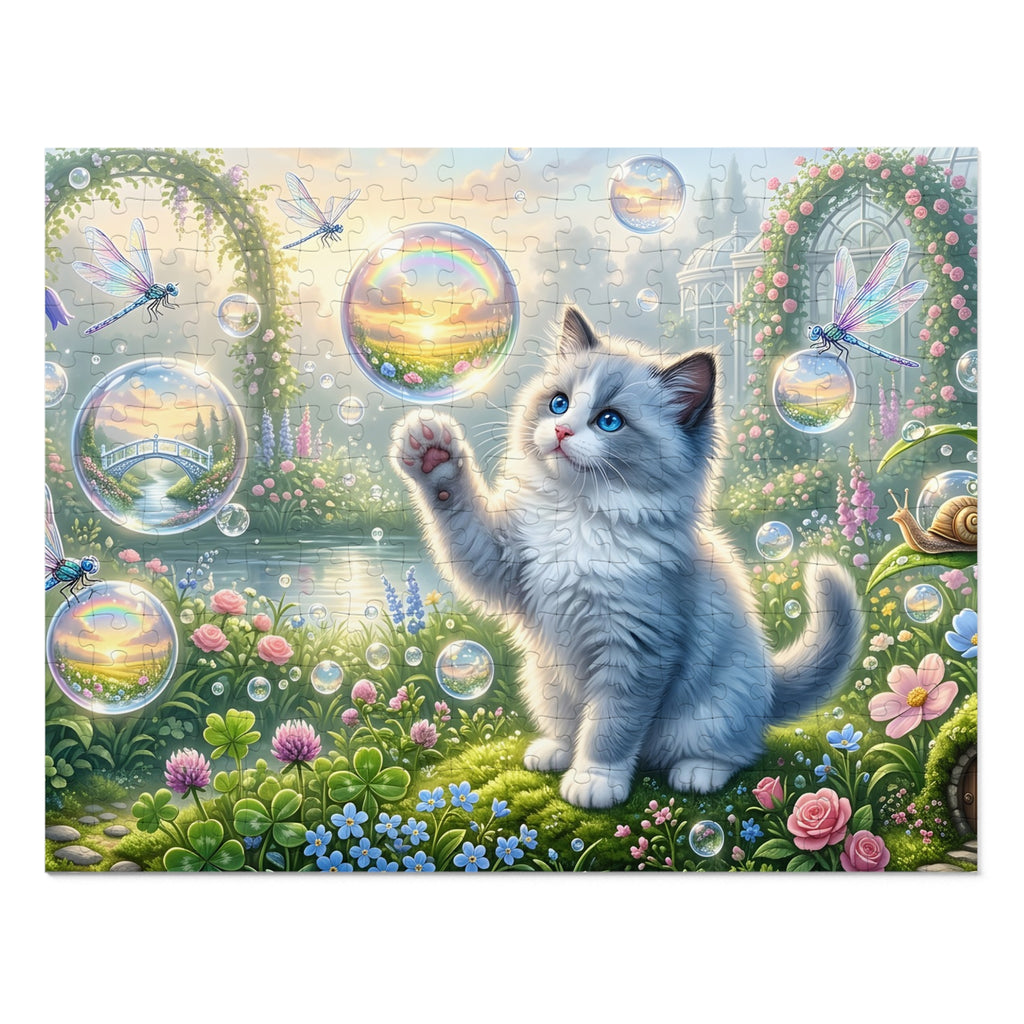 Ragdoll Kitten Rainbow Bubble Garden Jigsaw Puzzle