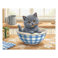 Blue British Shorthair Kitten Kitchen Baking Jigsaw Puzzle