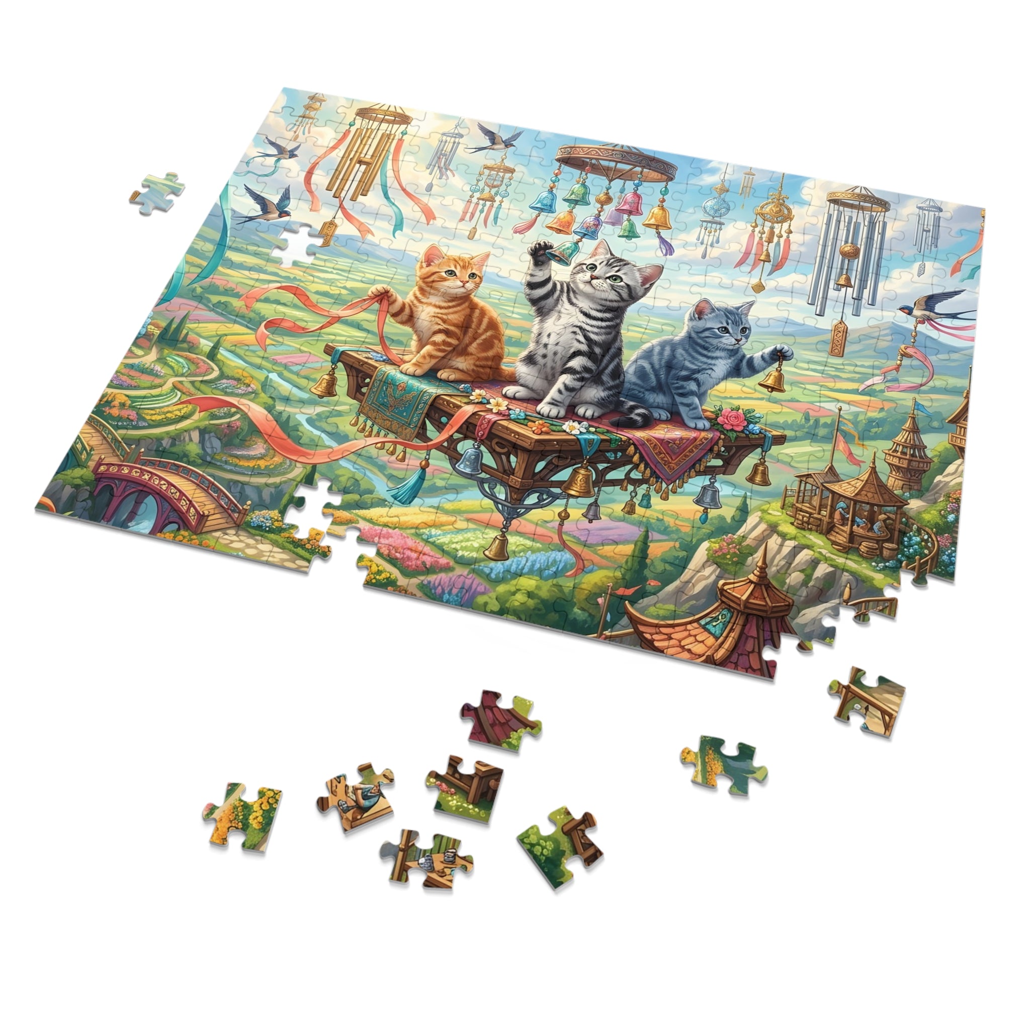 American Shorthair Kitten Wind Chime Valley Jigsaw Puzzle