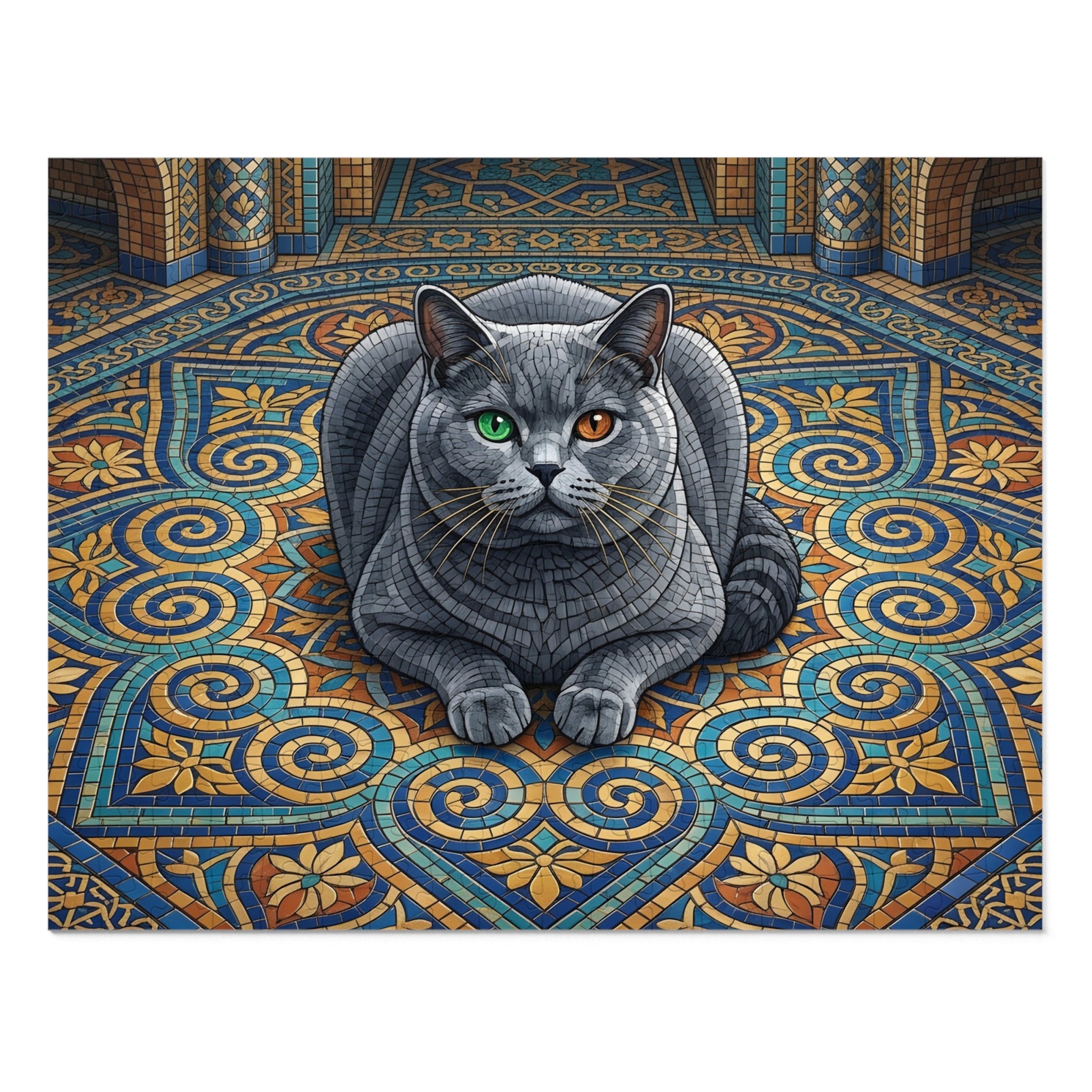 Blue British Shorthair Mosaic Tile Jigsaw Puzzle