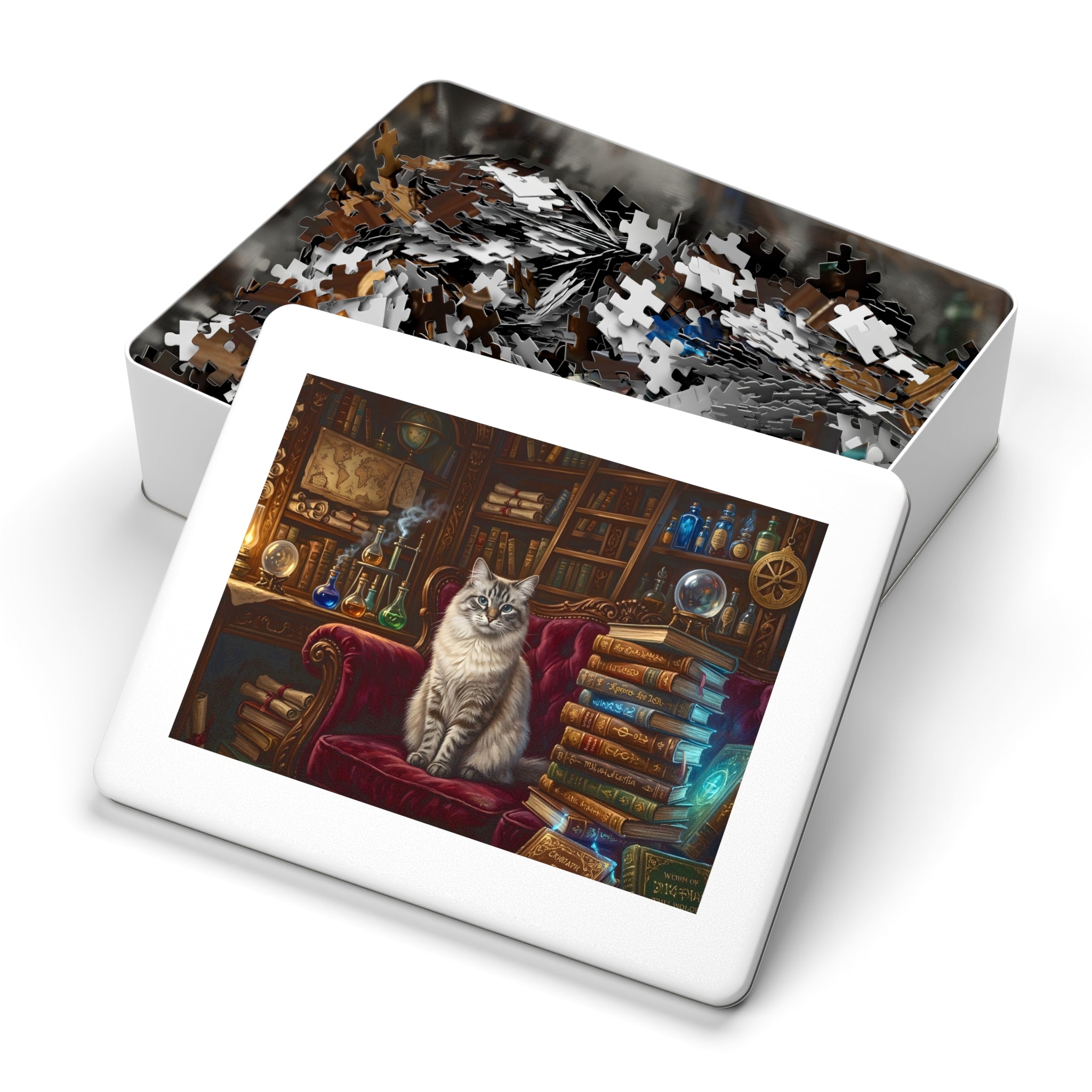 Seal Lynx Point Ragdoll Vintage Library Spellbooks Jigsaw Puzzle