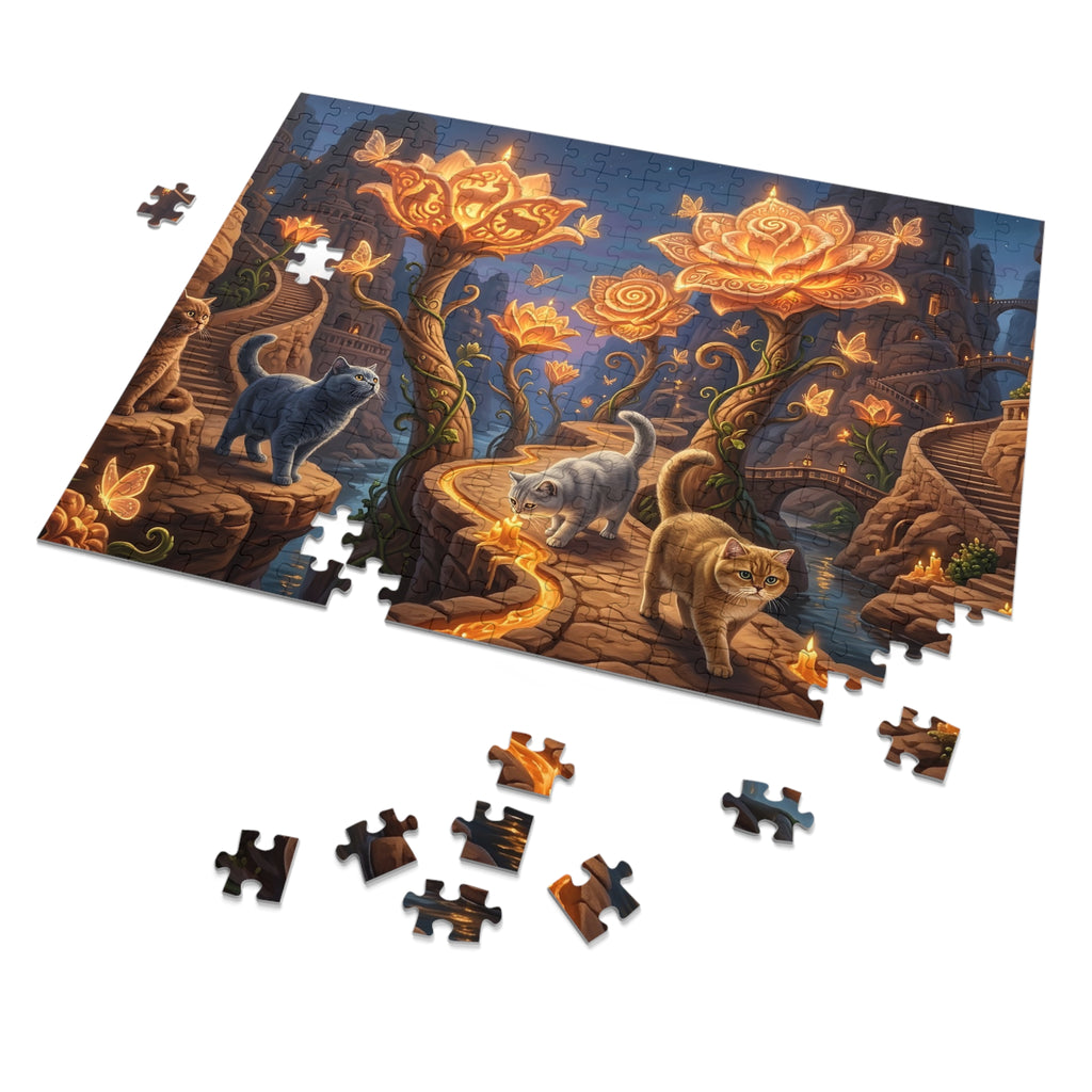 British Shorthair Glowing Candle Flower Canyon Jigsaw Puzzle