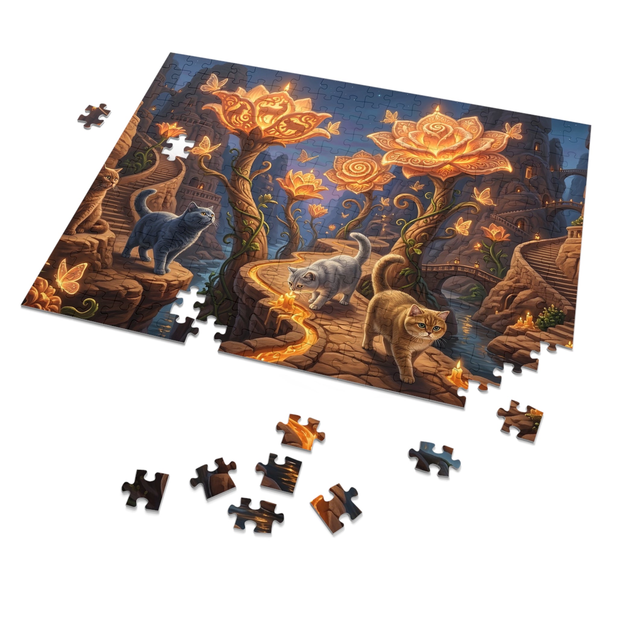 British Shorthair Glowing Candle Flower Canyon Jigsaw Puzzle