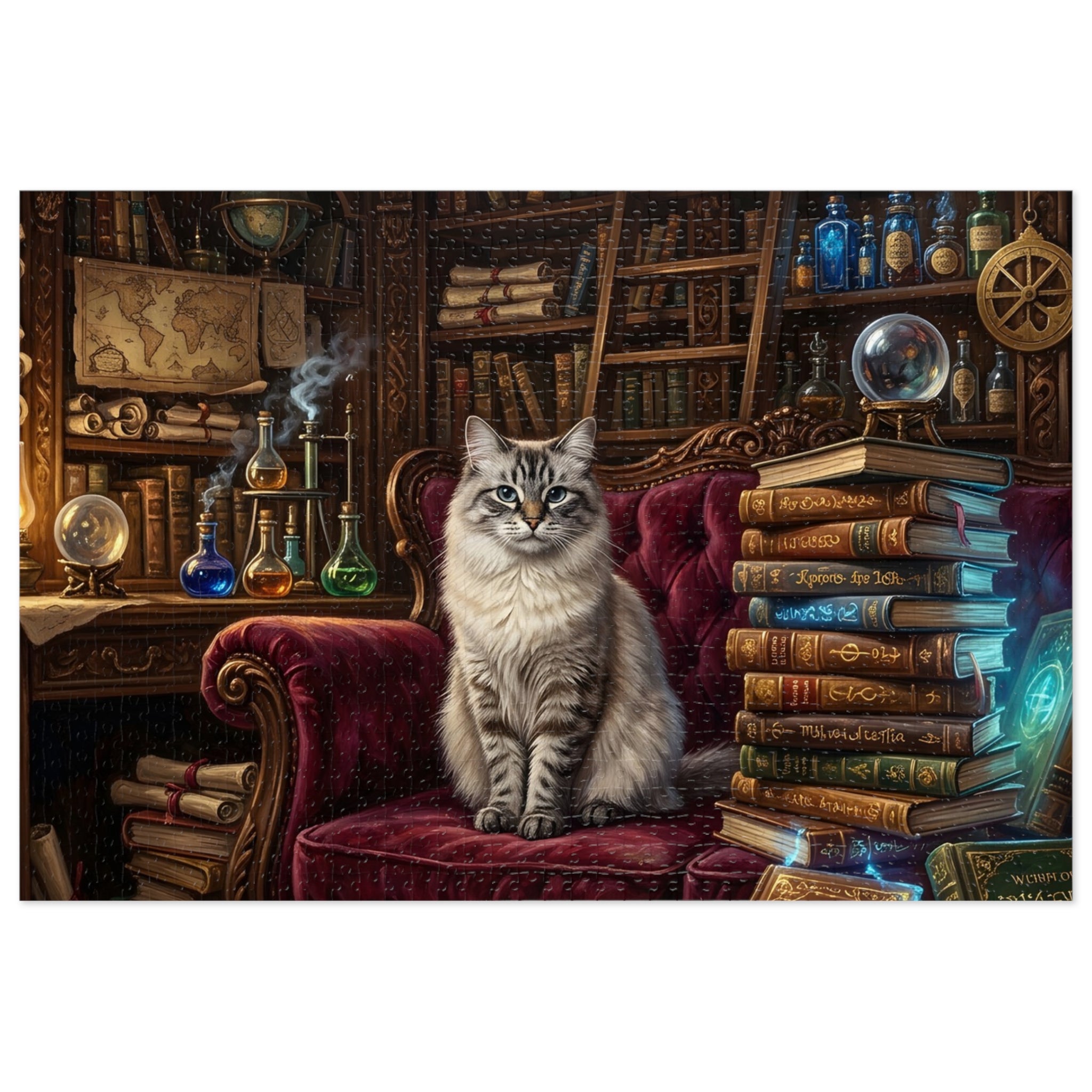 Seal Lynx Point Ragdoll Vintage Library Spellbooks Jigsaw Puzzle