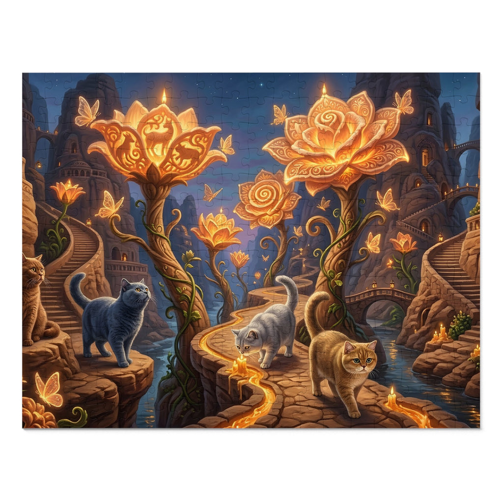 British Shorthair Glowing Candle Flower Canyon Jigsaw Puzzle