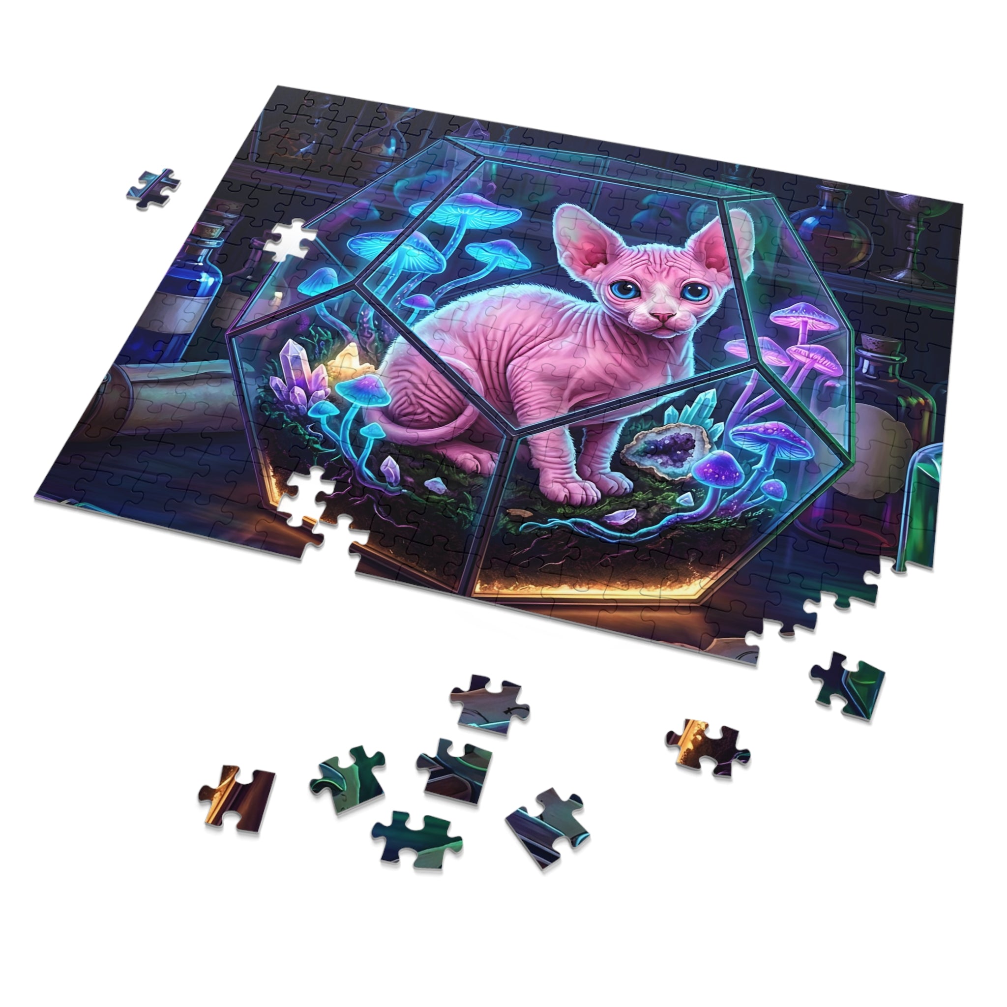 Pink Sphynx Terrarium Magic Potions Jigsaw Puzzle