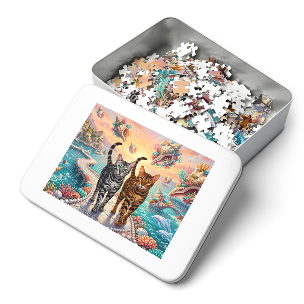 Bengal Cat Floating Seashell Island Coral Bridge Jigsaw Puzzle