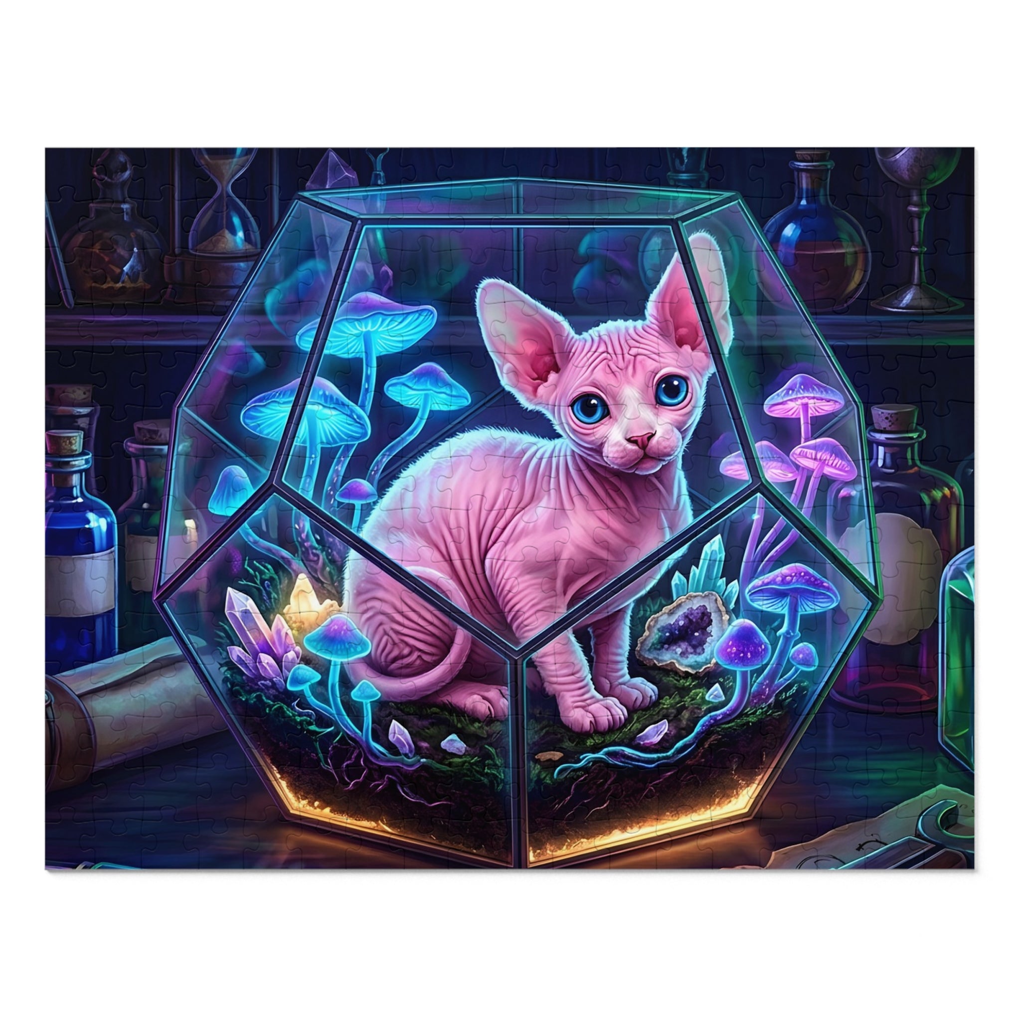 Pink Sphynx Terrarium Magic Potions Jigsaw Puzzle