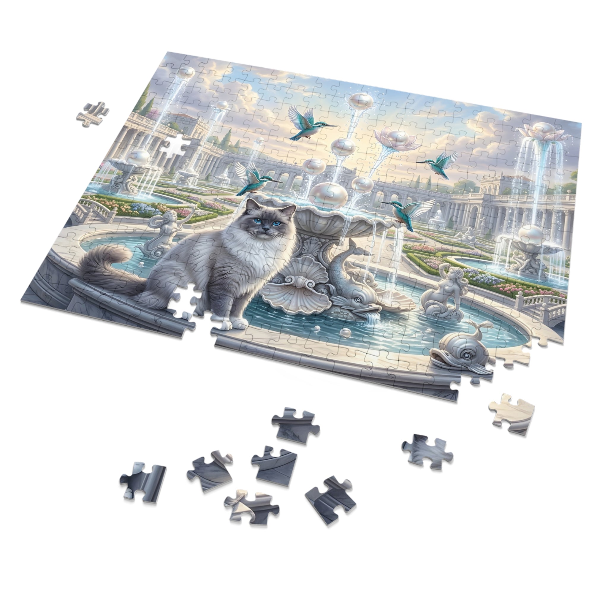 Ragdoll Cat Pearl Fountain Palace Garden Jigsaw Puzzle