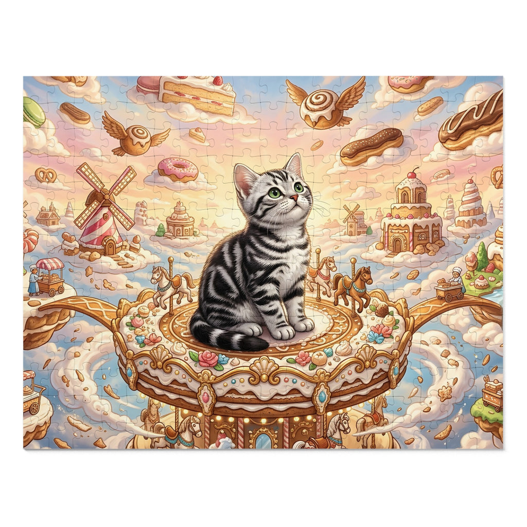 American Shorthair Kitten Sweet Pastry Carousel Jigsaw Puzzle