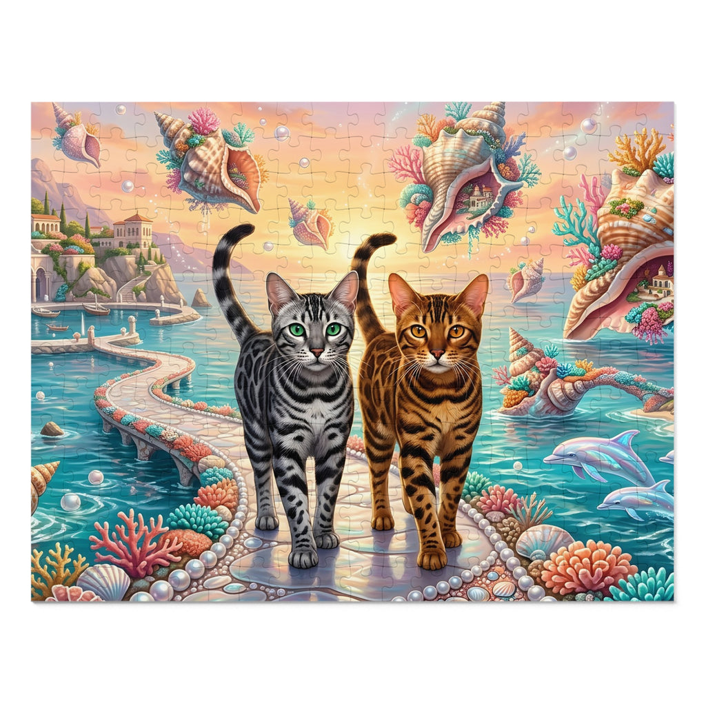 Bengal Cat Floating Seashell Island Coral Bridge Jigsaw Puzzle